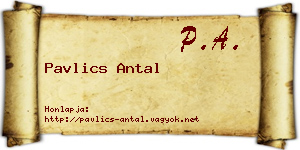 Pavlics Antal névjegykártya
